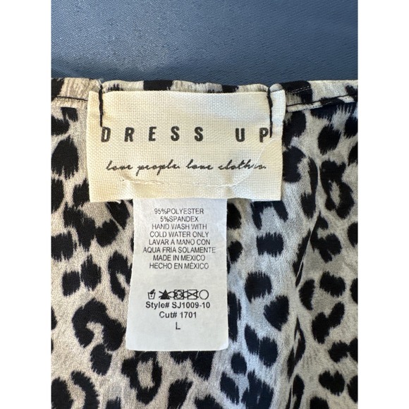Dress Up Open Front 3/4 Sleeve Blouse Leopard Print Black/White Large NWT - Picture 5 of 9
